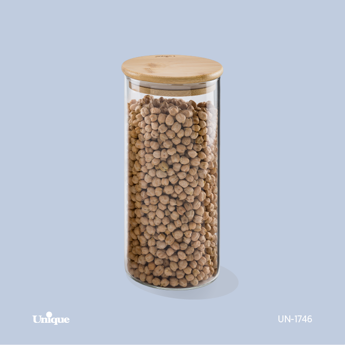 بانکه شیشه ای درب چوبی گرد 20 سانت