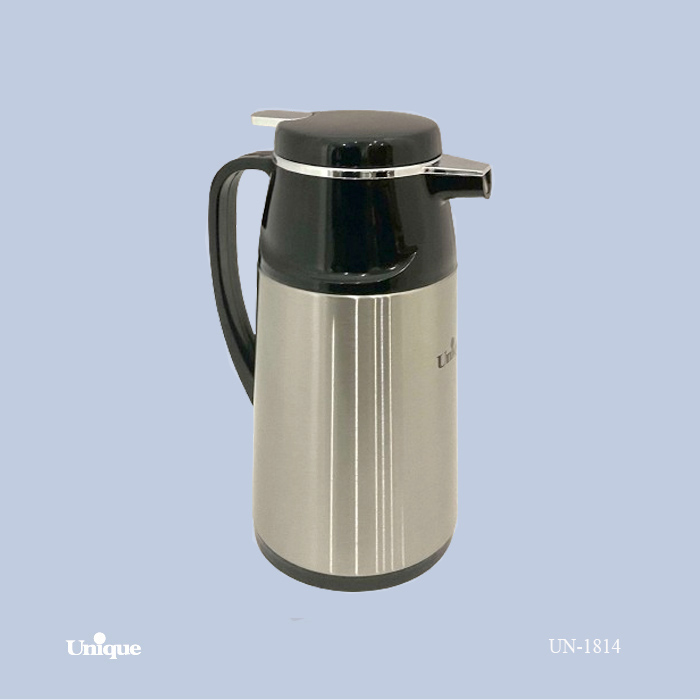 فلاکس 1 لیتر استیل دکمه ای شیشه صورتی